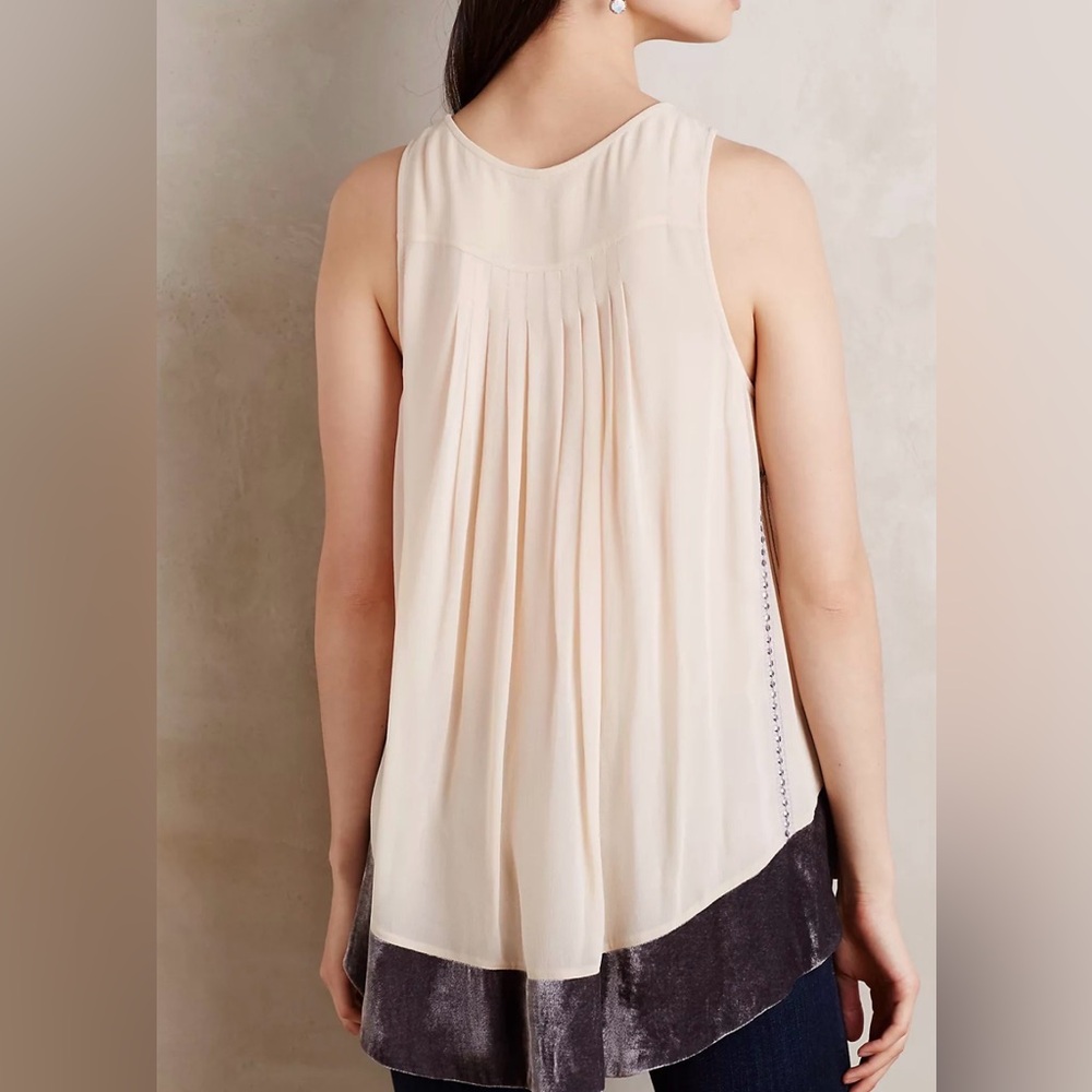 Anthropologie Moulinette Soeurs Dainty Velvet Beaded Boho Fairy Tank- medium - Picture 2 of 14